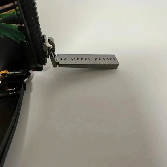 Alice + Olivia Black Floral Leather Wristlet Clutch - Picture 7 of 10